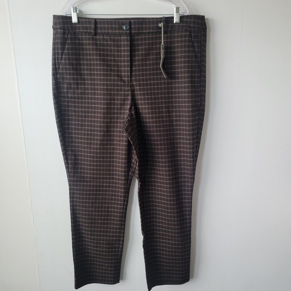 Loft‎ women's curvy high waist skinny pants size 18 plaid check pattern